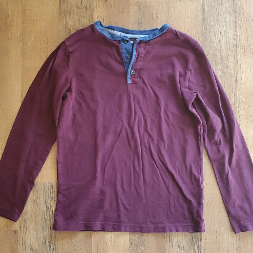 Old Navy‎ Boys Burgundy Long Sleeve Polo Shirt Size 10-12